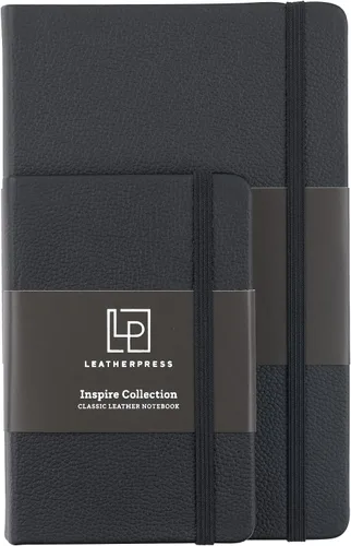 Miniatura 5 de Cuaderno de cuero, diario de escritura, cuero de grano completo, papel a rayas estrechas, cuadernos para el trabajo y la escuela, negro medianoche