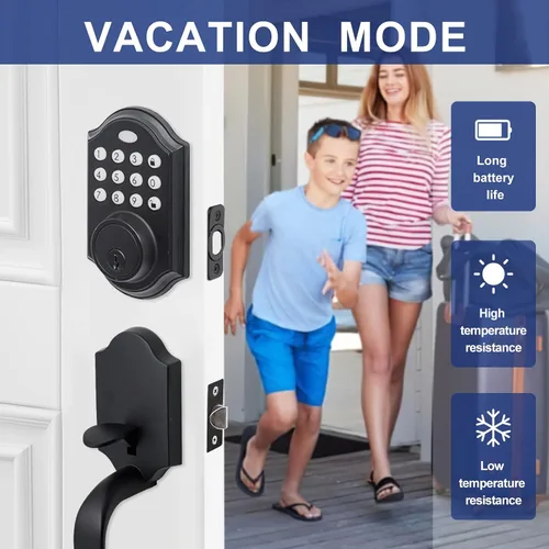 Miniatura 7 de KIAYACI Juego de cerradura de puerta delantera sin llave con teclado, color negro