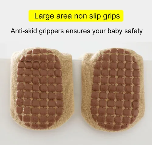 Miniatura 3 de BEHELE Calcetines de agarre antideslizantes para bebés, calcetines cálidos y gruesos antideslizantes, calcetines para niñas y niños recién nacidos