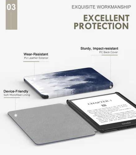 Miniatura 4 de MoKo Funda para Kindle Paperwhite de 6.8" (11ª generación-2021) y Kindle Paperwhite Signature Edition, ligera, con encendido/apagado automático