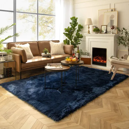 Miniatura 66 de Ashler Home Deco - Tapete de pelo sintético de oveja, mullido, suave, de 2 x 3 pies, lavable a máquina, dormitorio, habitación de los niños, sala