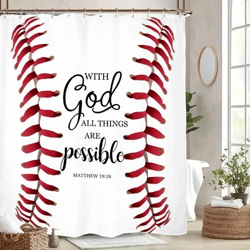Miniatura 2 de Miyotaa Juego de cortina de ducha con texto en inglés "Baseball Sports", de 60 pulgadas de ancho x 71 pulgadas de alto, para adolescentes y hombres