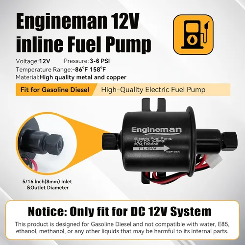 Miniatura 2 de Kit de bomba de combustible eléctrica universal de 12 V 3-6 PSI de baja presión con filtro de combustible de 6.56 pies 5/16 pulgadas ID de repuesto