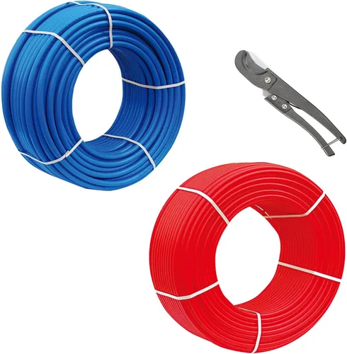 Miniatura 7 de Kit de tubería/herramienta PEX-B de 1/2 pulgada, tubo PEX azul y rojo de 200 pies, 30 accesorios de latón, abrazaderas de 100 cinchas, herramienta