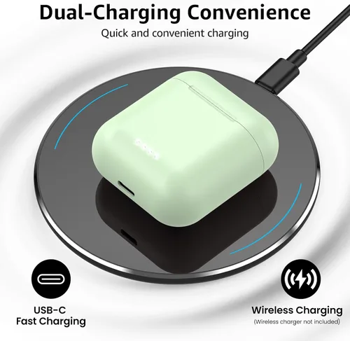 Miniatura 4 de TOZO Auriculares inalámbricos T6, auriculares Bluetooth 5.3, sonido estéreo en el oído, 50 horas de reproducción, estuche de carga inalámbrica, Verde