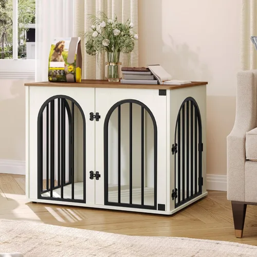 Miniatura 8 de Hzuaneri - Muebles de madera para perros de 26.8 pulgadas, jaula de interior para perros pequeños, jaulas resistentes decorativas para mascotas