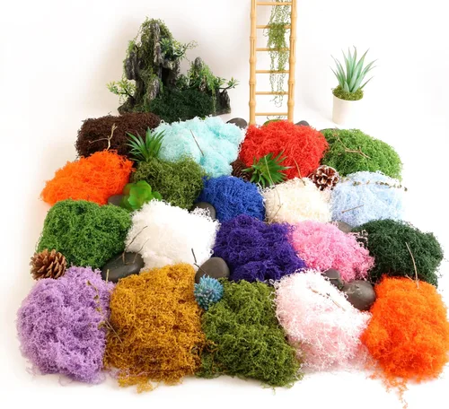 Miniatura 7 de Caiyjhao Musgo de simulación verde, hierba falsa filiforme del bosque, se utiliza para hacer paisaje, pared, Pascua, decoración de plantas verdes