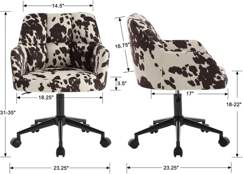 Miniatura 2 de VESCASA Silla de escritorio ajustable para oficina en casa con respaldo cómodo, sillón tapizado giratorio de lino 360 con ruedas para dormitorio