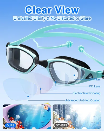 Miniatura 8 de seasprint Gafas de natación, visión súper clara, gafas de natación para adultos, adecuadas para todo tipo de programas de natación Espejo verde