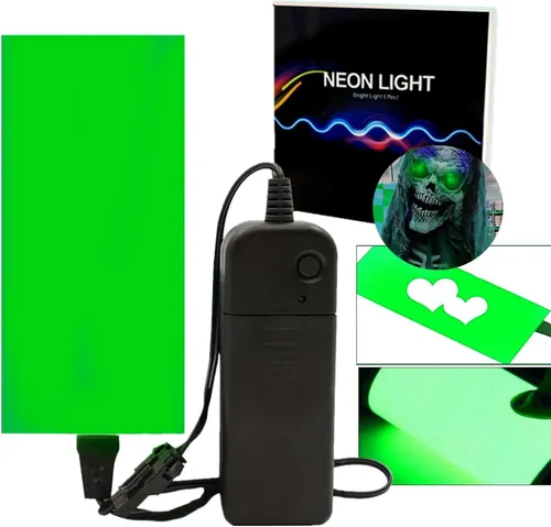 Panel LED flexible, lámina electroluminiscente EL Cinta cortable suave para máscara de ojos, cosplay, decoración de fiesta, bricolaje - Luz Verde