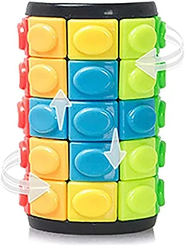 Cubo mágico 3D rompecabezas arco iris, juguetes para la ansiedad, cilindro, girar, diapositiva, 5 capas, juegos educativos para niños y adultos