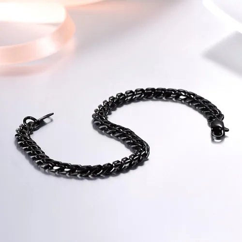 Miniatura 4 de PROSTEEL Pulsera de acero inoxidable para hombres y mujeres, elegantes pulseras de eslabones cubanos, chapado en oro negro de 18 quilates, ancho