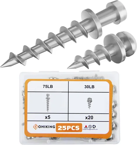 Miniatura 7 de Tornillos colgantes de garra de oso, ganchos de fotos de 30 libras y 75 libras, tornillos colgantes 4 en 1 para anillos en D, dientes de sierra