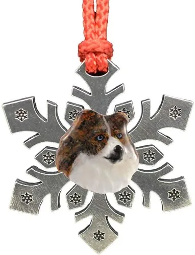 Miniatura 32 de Adorno navideño para colgar en la cabeza de collie con borde de peltre antiguo hecho a mano para decorar coronas y árboles de Navidad del hogar