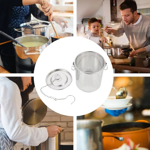 Miniatura 5 de Infusor de té grande, infusor de bola de té de acero inoxidable 304 para hojas sueltas y bolas de especias para cocinar sopa, gran capacidad