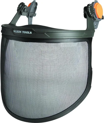 Klein Tools 60474 - Protector facial de malla de acero para cascos de seguridad, cascos duros estilo gorra, clasificación de impacto, antivaho y