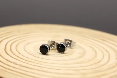 Miniatura 6 de Titanium Stud Earrings for Women Girls Earrings 4mm Natural Stone Gemstones Hypoallergenic Earrings Nickel Free Black Onyx 5mm Earrings for Women