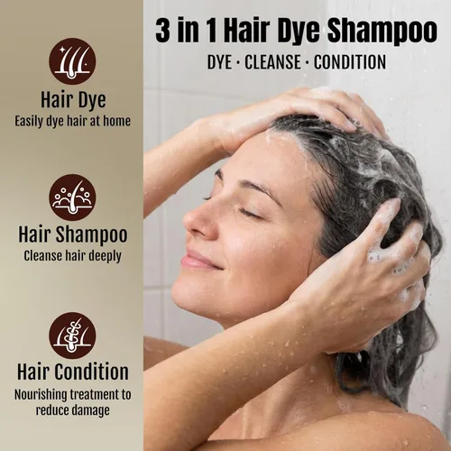 Miniatura 5 de BOJICA Champú 3 en 1 de tinte de cabello negro para cabello canoso Cobertura instantánea completa de canas, duración de 3 a 4 semanas, incluye