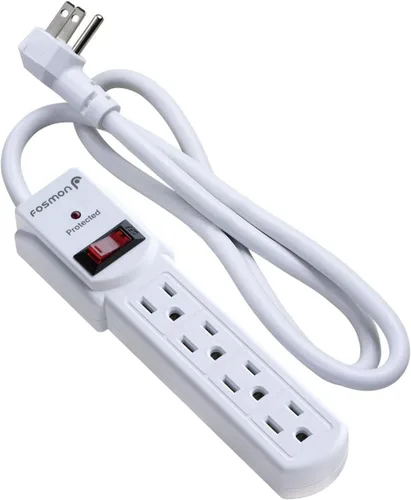 Fosmon - Tira de enchufes con protector de sobretensión de 4 tomas, tira de alimentación corta de 3 pies con cable de extensión corto y enchufe