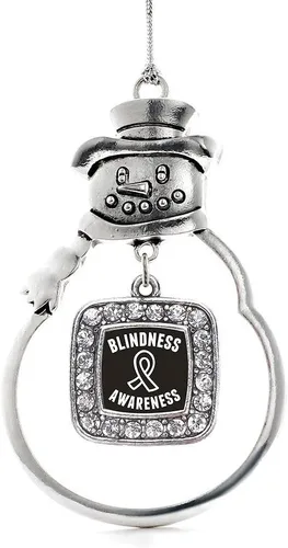 Miniatura 59 de Inspired Silver - Adorno de rodillo de reina - Adorno cuadrado de plata con muñeco de nieve con joyas de circonita cúbica