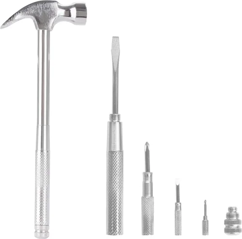 GreatNeck - Martillo 5 en 1, regalo para el día de la madre, destornillador multiherramienta integrado, chapado en cromo para resistir el óxido,