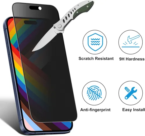 Miniatura 5 de Mothca Protector de pantalla de privacidad mate para iPhone 17 Pro [6.3 pulgadas] con herramienta de fácil instalación, antiespía antirreflejos