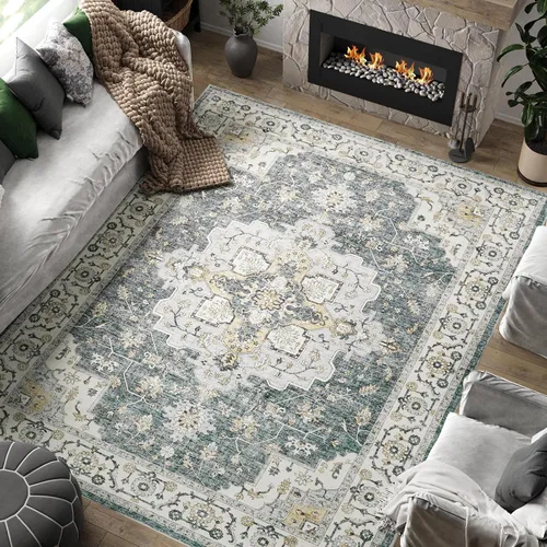 Miniatura 90 de jinchan Alfombra de Área 2x3 pies Alfombra Vintage de Entrada Lavable Bohemia Tapete Interior para Puerta Medallón Floral Tapete Pequeño para Puerta