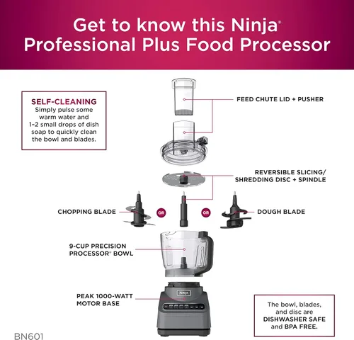 Miniatura 8 de Ninja Procesador de alimentos Professional Plus de 1000 vatios de pico con programas preestablecidos Auto-iQ para picar puré, rebanada de masa