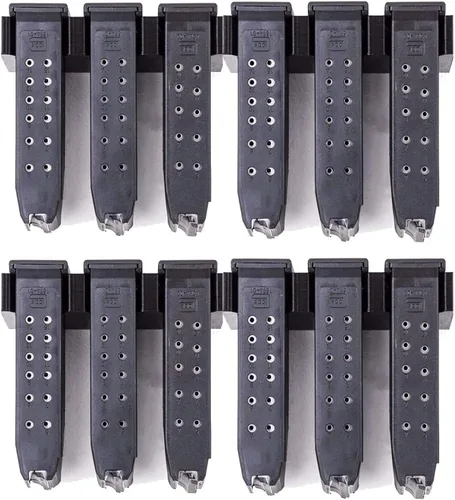 Soporte de cargador compatible con Glock 17 19 26 31 32 33 34 – Exhibición de pared y estante de almacenamiento para pistola – 1 soporte para 3 1