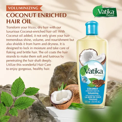 Miniatura 4 de Dabur Vatika Naturals Aceite de coco enriquecido para el cabello, fórmula nutritiva para un cuero cabelludo saludable, suave, manejable y sedoso