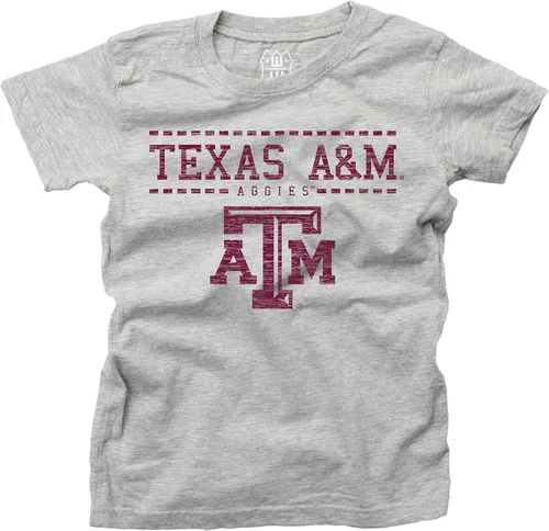 Wes and Willy NCAA - Camiseta mezclada S/S para niñas Texas A&m Aggies Gris