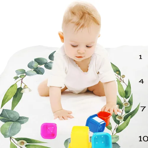 Miniatura 7 de Tebaby Manta mensual de hitos para bebé, manta de mes para recién nacido, unisex, neutro, regalo personalizado para ducha, decoración de habitación