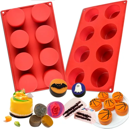 Miniatura 12 de Moldes grandes de silicona para chocolate, 6 cavidades redondas, moldes de vidrio para chupitos de hielo, galletas, dulces, postres, pudín y postre
