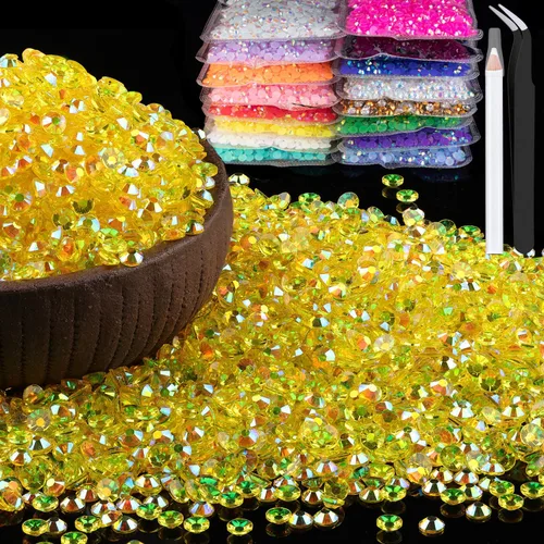 Miniatura 43 de 15000 diamantes de imitación de resina de 0.079 pulgadas a granel, diamantes de imitación de gelatina redondos negros con parte trasera plana, gemas