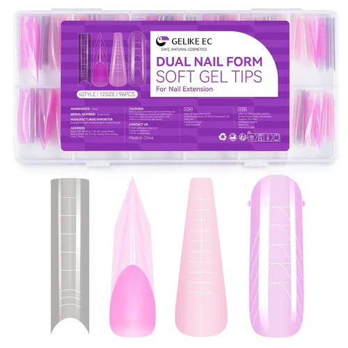 Miniatura 15 de Gelike EC Kit de 240 Puntas de Uñas de Gel Suave - Extensiones de Uñas Completas con Cobertura Transparente - Puntas de Uñas Postizas de Gel