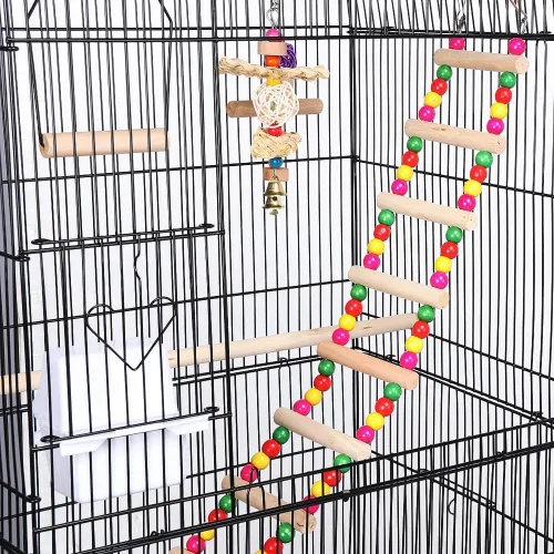 Miniatura 8 de Yaheetech Jaula de 39 pulgadas para pájaros de techo grande para loros pequeños, cacatúas, periquitos del sol, conure de mejillas verdes
