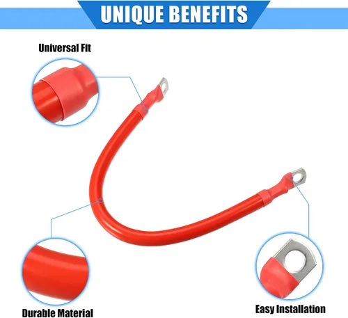 Miniatura 3 de Cable de batería, calibre 2 AWG de 11.8 in, 5/16 pulgadas, cable de batería universal para automóvil, camión, caravana, rojo, cobre duradero