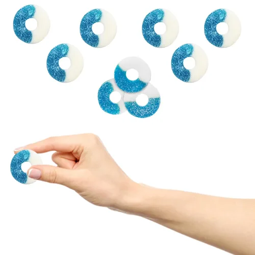 Miniatura 6 de Fruidles Anillos de goma de frambuesa azul, gomitas de sabores de frutas surtidos, aptas para alérgicos, sin OMG, sin edulcorantes artificiales