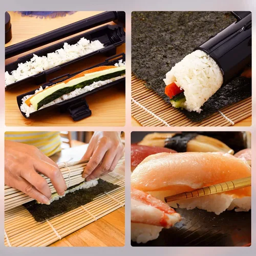 Miniatura 4 de Kit de bazooka de sushi URED, juego de máquina de sushi, molde para sushi Roller, molde de arroz de grado alimenticio, plástico para verduras
