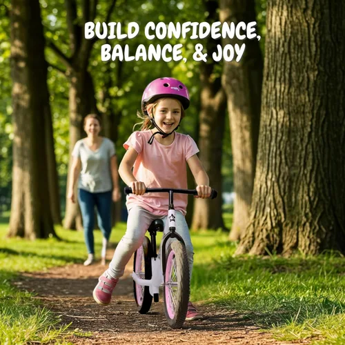 Miniatura 7 de Bicystar Bicicleta de equilibrio para niños de 16 pulgadas para niños de 5 a 8 años, sin pedales, neumáticos de aire, reposapiés, altura ajustable