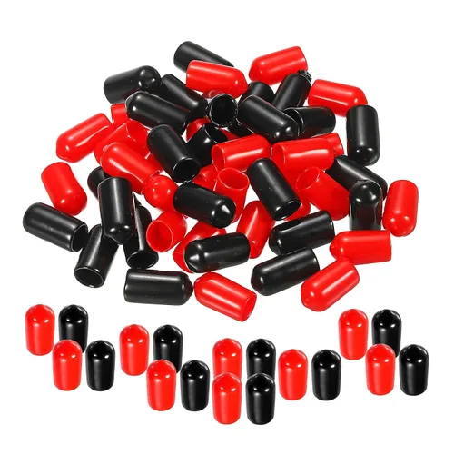 Miniatura 78 de MECCANIXITY 50 unids tapas de goma Surtido de 0.079 in PVC vinilo tornillo rosca protector para tornillo tornillo negro rojo