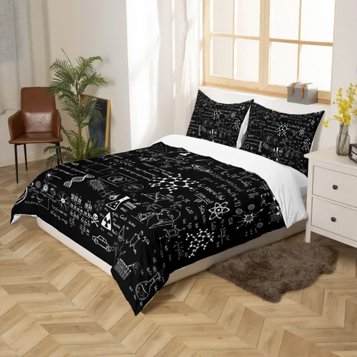 Miniatura 34 de Feelyou - Funda de edredón con estampado de auriculares, juego de ropa de cama con temática musical, patrón geométrico musical, funda de edredón