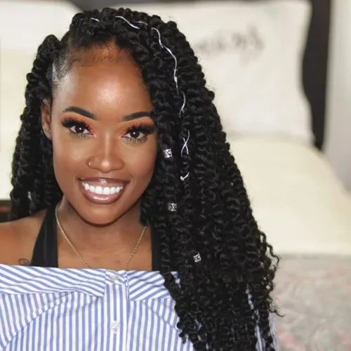 Miniatura 6 de Paquete de 8 extensiones de cabello de ganchillo de 12 pulgadas, trenzas de ganchillo senegalesas, rizados, con rizos de resorte, para mujeres