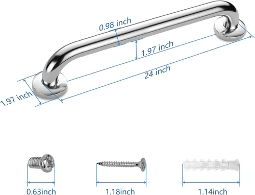 Miniatura 2 de Gotega Barra de agarre para ducha, paquete de 2 barras de agarre de acero inoxidable para baño, ducha y baño, barras de agarre para bañera y duchas