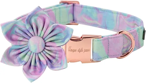 Miniatura 13 de Unique style paws Collar de perro con flor, collar de perro ajustable, patrón de flores, collar duradero para mascotas para perros pequeños, Flor