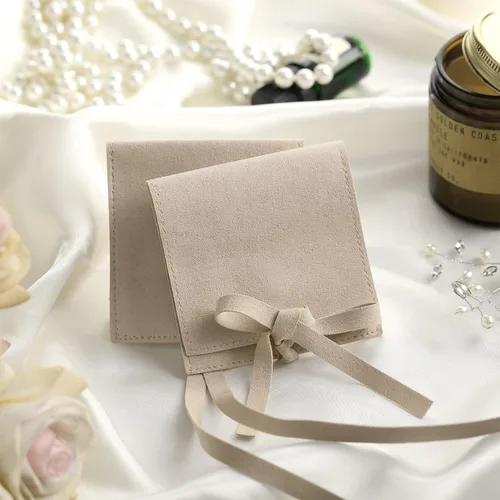 Miniatura 5 de Lothee 40 piezas de bolsa de joyería de microfibra de 8x8 cm, bolsas de regalo pequeñas de lujo con lazo de microfibra para embalaje de pulseras