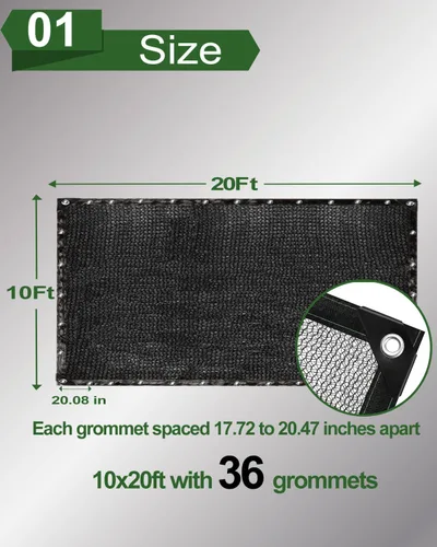 Miniatura 2 de vensovo Red de Tela de Sombra Bloqueador Solar 30% Negra Resistente – Malla de Sombra de Jardín de 10 x 20 Pies para Cubierta de Plantas, 30%