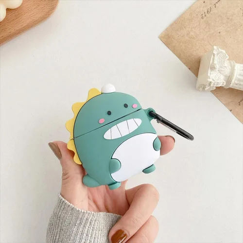 Miniatura 4 de Bonita funda de dinosaurio para Airpod Pro/Pro 2 Gen 2023/2022/2019, divertida funda Kawaii de dibujos animados 3D con kit de limpieza y llavero