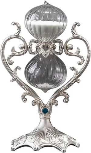 Sand Timer,60/30 Minute Hourglass,360° Rotatable Heart Shaped Large Hourglass,Vintage Metal Embossed Decorative Hourglass Crafts,for Plata