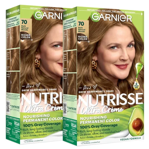 Miniatura 28 de Garnier Nutrisse - Tinte en crema nutritiva para el cabello, 63 marrón dorado claro (azúcar morena), 2 unidades (el empaque puede variar)